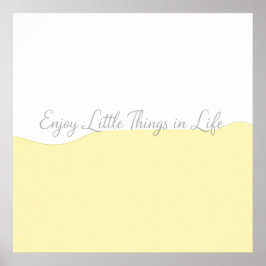 イエロー&ホワイトのEnjoy Life 引用符ウォールプリント ポスター