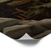 イエロー&ホワイトイースタンドラゴンイラストレーションプリント/ ポスター (角)