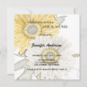 イエロー&ホワイトガーベラデイジーブライダルウェディングシャワー 招待状 (正面)