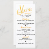 イエロー&ホワイトシンプルエレガントなウェディングメニューカード メニュー (正面/裏面)