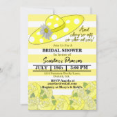 イエロー&ホワイトストライプケンタッキーダービーブライダルシャワー 招待状 (正面)