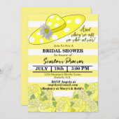 イエロー&ホワイトストライプケンタッキーダービーブライダルシャワー 招待状 (正面/裏面)