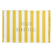 イエロー&ホワイトストライプズモダンシックブライトはっきりした 枕カバー (裏面)