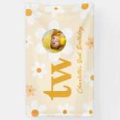 イエロー&ホワイトデイジー第2誕生日フォトガール 横断幕 (縦)