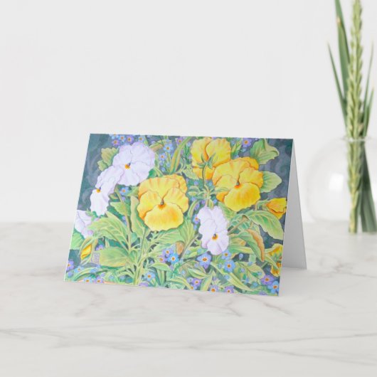 イエロー&ホワイトパンジー誕生日 カード (正面)