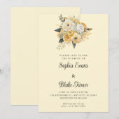 イエロー&ホワイトフラワーブーケ イエローの結婚式 招待状 (正面/裏面)