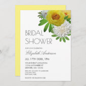 イエロー&ホワイトフローラブライダルシャワー 招待状 (正面/裏面)
