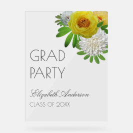 イエロー&ホワイトフローラ卒業パーティー アクリルサイン