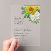 イエロー&ホワイトフローラ卒業パーティー アクリル招待状 (インサイチュ (ポータブル))