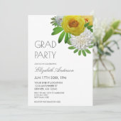 イエロー&ホワイトフローラ卒業パーティー 招待状 (スタンド正面)