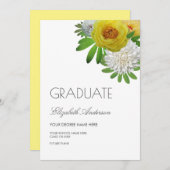 イエロー&ホワイトフローラ卒業発表 招待状 (正面/裏面)