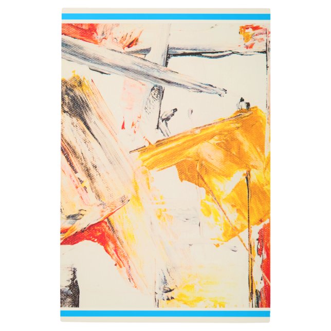 イエロー&ホワイトミニマル抽象芸術メタルウォールアート メタルプリント (正面)