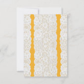 イエロー＆ホワイトレースのウェディングテーブルナンバーカード 招待状 (裏面)