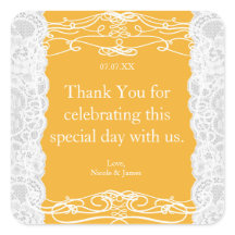 イエロー&ホワイトレースエレガントなウェディングフライトシール