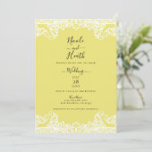 イエロー&ホワイトレースエレガントな結婚式 招待状 (スタンド正面)