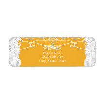 イエロー&ホワイトレースエレガントウェディング住所 シール