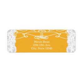 イエロー&ホワイトレースエレガントウェディング住所 シール