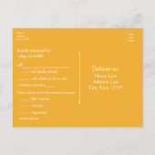 イエロー&ホワイトレースエレガントウェディングRSVPカード インビテーションポストカード (裏面)