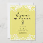 イエロー&ホワイトレースキンセエレガントニェラパーティー 招待状 (正面)