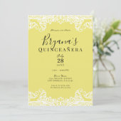 イエロー&ホワイトレースキンセエレガントニェラパーティー 招待状 (スタンド正面)