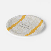 イエロー&ホワイトレースブライトエレガントパーティー ペーパープレート