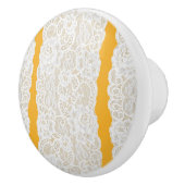 イエロー&ホワイトレースロマン素朴ティックエレガント セラミックノブ (右)