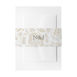 イエロー&ホワイトレース素朴シンプルエレガントウェディング 招待状ベリーバンド