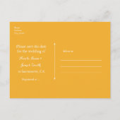 イエロー&ホワイトレース エレガント ウェディング セーブ・ザ・デート 案内ポストカード (裏面)