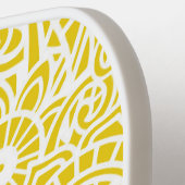 イエロー&ホワイト抽象芸術フローラ熱帯ハワイアン ピックルボールラケット (左詳細)