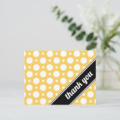 イエロー&ホワイト水玉模様サンキューポストカード ポストカード (スタンド正面)