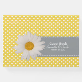 イエロー&ホワイト水玉模様結婚ズゲストブック ゲストブック