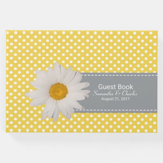 イエロー&ホワイト水玉模様結婚ズゲストブック ゲストブック (正面)