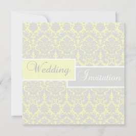 イエロー、ホワイト、グレーダマスクの結婚式招待状 招待状