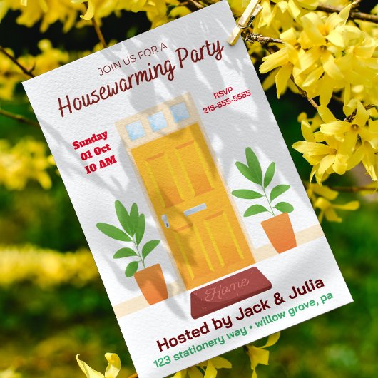 イエロー ホワイト シンプル 新築祝い パーティー 招待 招待状