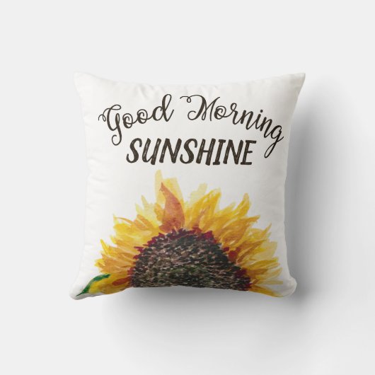 イエロー ホワイト ヒマワリ ホワイト グッド モーニング サンシャイン クッション (裏面)