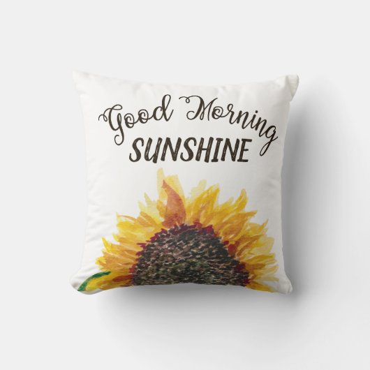 イエロー ホワイト ヒマワリ ホワイト グッド モーニング サンシャイン クッション (正面)