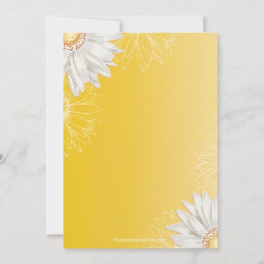イエロー&ホワモダンイトガーベラデイジーベビーシャワー 招待状 (裏面)