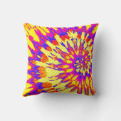 イエロー、マゼンタ、オレンジのスパイラル絞り染め枕 クッション (裏面)
