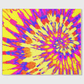 イエロー、マゼンタ、オレンジのスパイラル絞り染め ラッピングペーパー (フラット)