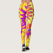 イエロー、マゼンタ、オレンジのスパイラル絞り染め レギンス (裏面)
