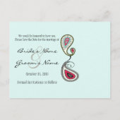 イエロー&ミントペイズリー写真の日付を保存 案内ポストカード (裏面)