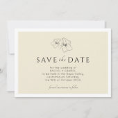 イエロー | モダン金ゴールドフローラフラット保存日付 セーブザデート (正面)