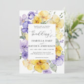 イエロー ライラック パープル ラベンダー ラスティック フローラル ウェディング 招待状 (スタンド正面)