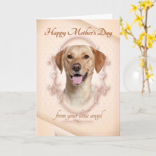 イエロー・ラブラドール・レトリーバーおもしろいマザーズデイカード カード (黄色い花)