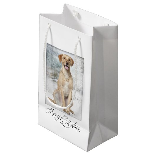 イエロー・ラブラドール・レトリーバーのクリスマスのギフトバッグ スモールペーパーバッグ (正面アングル)
