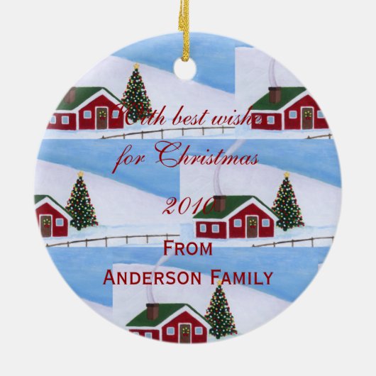 イエロー・ラブラドール・レトリーバーのクリスマスのサンタのパーソナライズな帽子 セラミックオーナメント (裏面)