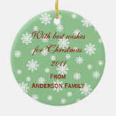 イエロー・ラブラドール・レトリーバーのクリスマスのサンタのパーソナライズな帽子 セラミックオーナメント (裏面)