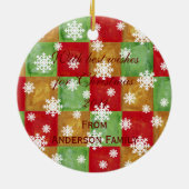 イエロー・ラブラドール・レトリーバーのクリスマスのサンタのパーソナライズな帽子 セラミックオーナメント (裏面)