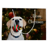 イエロー・ラブラドール・レトリーバーのクリスマスの球 ラージペーパーバッグ (裏面)