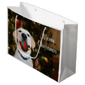 イエロー・ラブラドール・レトリーバーのクリスマスの球 ラージペーパーバッグ (正面アングル)